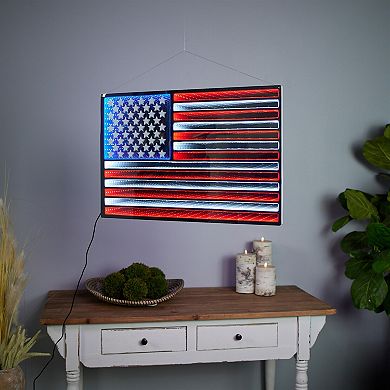 Melrose Light-Up American Flag Infinity Mirror Wall Decor