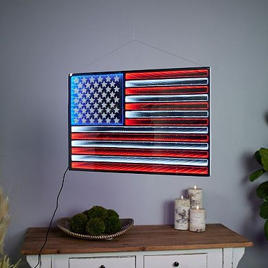 Melrose Light-Up American Flag Infinity Mirror Wall Decor