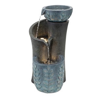 Melrose Indoor/Outdoor Cascading Leaf Bowl Fountain Floor Decor