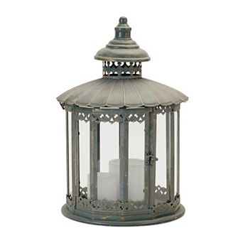 Melrose Ornate Round Metal Lantern Table Decor