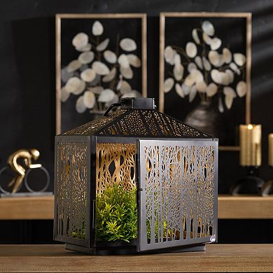 Melrose Forest Lantern with Gold Accent Table Decor