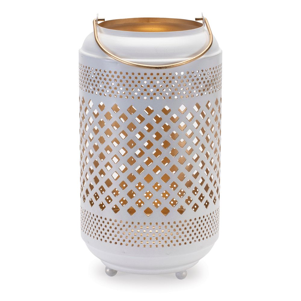 Melrose International Ivory Ornate Metal Circle Lantern 17.5