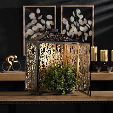 Melrose Forest Cut Metal Lantern Table Decor