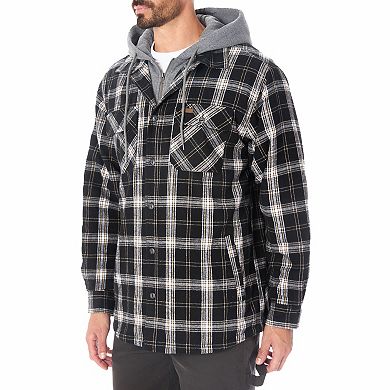 Men's Smith's Workwear Fleece Lined Flannel Hoodie Shirt Jacket