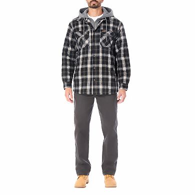 Men's Smith's Workwear Fleece Lined Flannel Hoodie Shirt Jacket