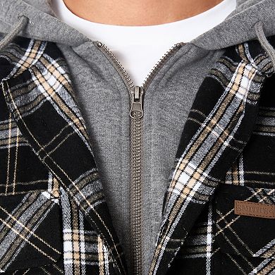 Men's Smith's Workwear Fleece Lined Flannel Hoodie Shirt Jacket