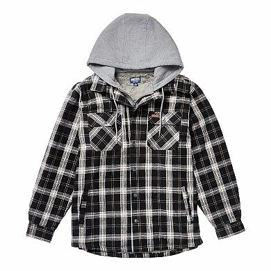 Men's Smith's Workwear Fleece Lined Flannel Hoodie Shirt Jacket