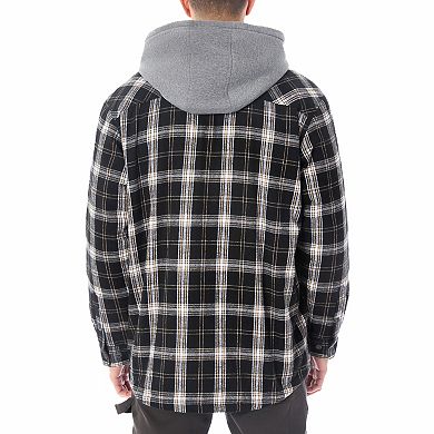 Men's Smith's Workwear Fleece Lined Flannel Hoodie Shirt Jacket