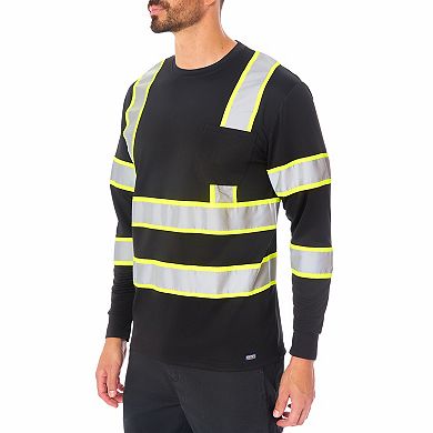 Men's Smith's Workwear Long Sleeve High-Visibility Reflective Safety Tee