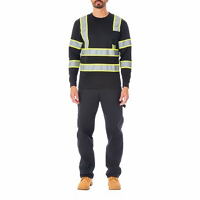 Men's Smith's Workwear Long Sleeve High-Visibility Reflective Safety Tee