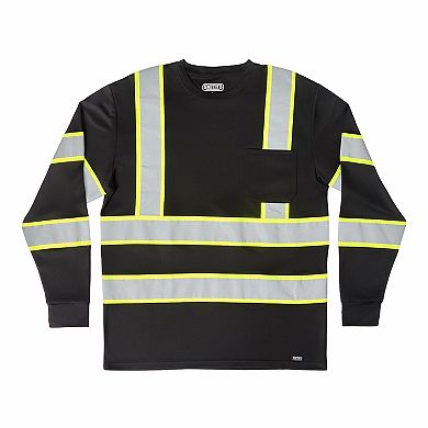 Men's Smith's Workwear Long Sleeve High-Visibility Reflective Safety Tee