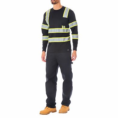 Men's Smith's Workwear Long Sleeve High-Visibility Reflective Safety Tee