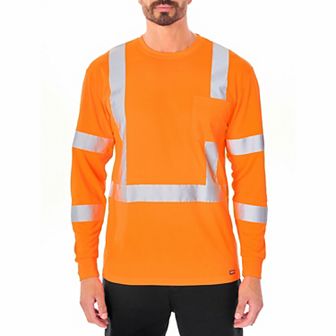 Men's Smith's Workwear Long Sleeve High-Visibility Reflective Safety Tee