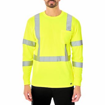 Men's Smith's Workwear Long Sleeve High-Visibility Reflective Safety Tee