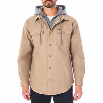 Men's Smith's Workwear Layered Hooded Canvas Snap Shirt Jacket