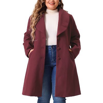 Plus Size Coat For Women Notched Shawl Collar Outerwear Single Breasted Coat