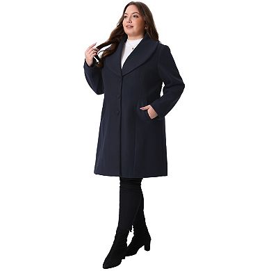 Plus Size Coat for Women Notched Shawl Collar Outerwear Single Breasted Coat