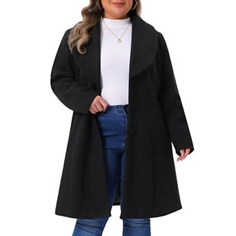 Plus Size Coat for Women Notched Shawl Collar Outerwear Single Breasted Coat