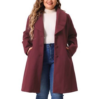 Plus Size Coat for Women Notched Shawl Collar Outerwear Single Breasted Coat