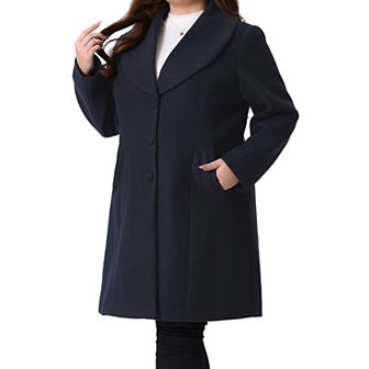Plus Size Coat for Women Notched Shawl Collar Outerwear Single Breasted Coat