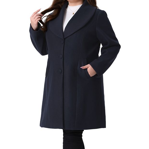 Plus Size Coat for Women Notched Shawl Collar Outerwear Single