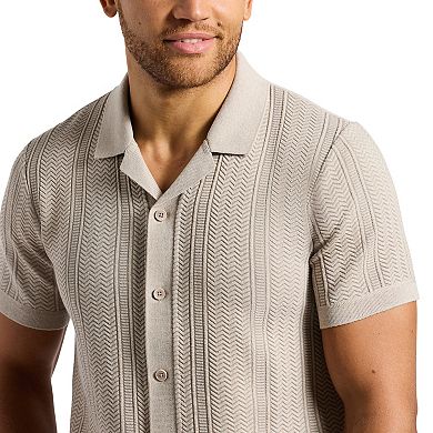 Men's Buffalo Jeans Textured Johnny Collar Cable Knit Design Top