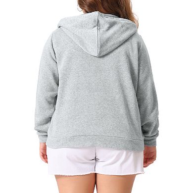 Women Plus Size Hooded Zip-up Long Sleeve Sweatshirts Pockets Sweaters Jacket