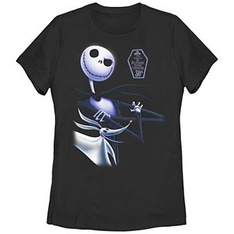 Disney's The Nightmare Before Christmas 30th Jack Skellington And Zero Juniors' Graphic Tee