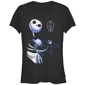 Disney's The Nightmare Before Christmas 30th Jack Skellington And Zero Juniors' Fitted Graphic Tee