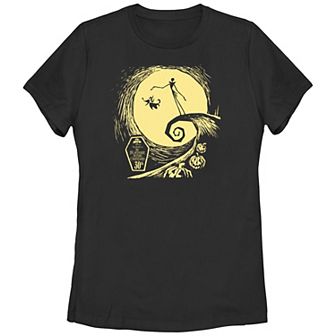Disney's The Nightmare Before Christmas 30th Jack Skellington And Zero Spiral Hill Juniors' Graphic Tee