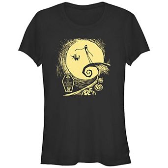 Disney's The Nightmare Before Christmas 30th Jack Skellington And Zero Spiral Hill Juniors' Fitted Graphic Tee