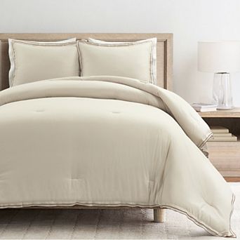 Lush Decor Hampton Double Flange Embroidered Contrast Edge Comforter Set