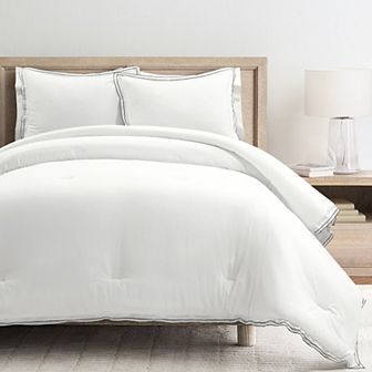 Lush Decor Hampton Double Flange Embroidered Contrast Edge Comforter Set