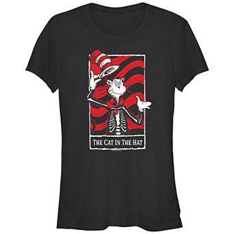 Juniors' Dr. Seuss The Cat In The Hat Skeleton Fitted Graphic Tee