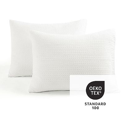 Lush Decor Haniya Solid Waffle Woven Cotton Textured Duvet Cover Set