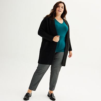 Plus Size Nine West Essential Soft Spun Long Sleeve V-Neck T-Shirt
