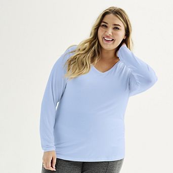 Plus Size Nine West Essential Soft Spun Long Sleeve V-Neck T-Shirt