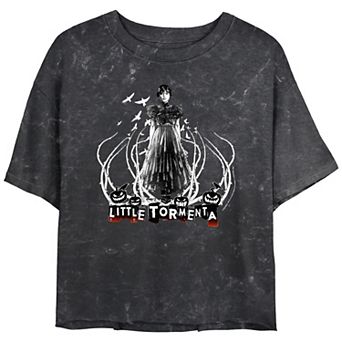Juniors' Wednesday Little Tormenta Cropped Graphic Tee