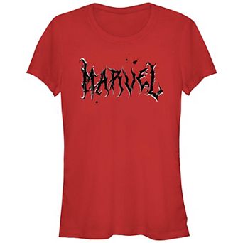 Juniors' Marvel Halloween Logo Fitted Graphic Tee