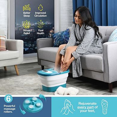 Foot Spa Massager With Heat, Jets And Remote Control, Collapsible With 24 Motorized Shiatsu Balls