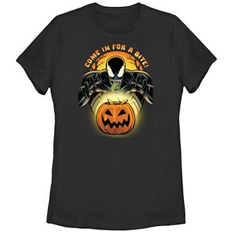 Juniors' Marvel Spider-Man Venom Come In For A Bite Graphic Tee