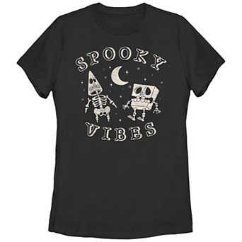 Juniors' Nickelodeon SpongeBob SquarePants And Patrick Spooky Vibes Graphic Tee