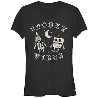 Juniors' Nickelodeon SpongeBob SquarePants And Patrick Spooky Vibes Fitted Graphic Tee