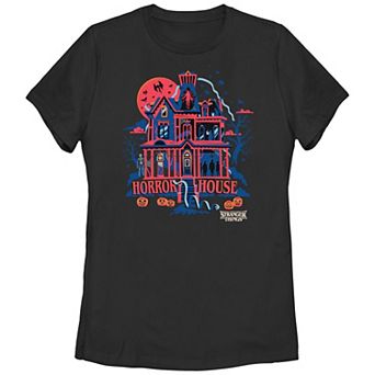 Juniors' Stranger Things Horror House Graphic Tee