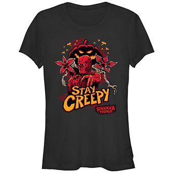 Juniors' Stranger Things Vecna Stay Creepy Fitted Graphic Tee
