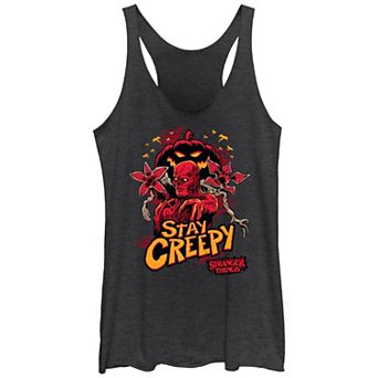Juniors' Stranger Things Vecna Stay Creepy Racerback Tank Top