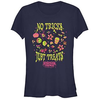 Juniors' Stranger Things No Tricks Just Treats Fitted Graphic Tee