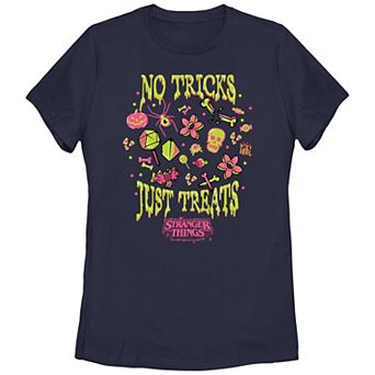 Juniors' Stranger Things No Tricks Just Treats Graphic Tee