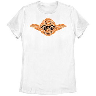 Juniors' Star Wars Yoda Jack O Lanterns Head Graphic Tee