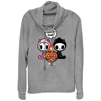 Juniors' Tokidoki Trick Or Treat Cowlneck Graphic Lightweight Long Sleeve